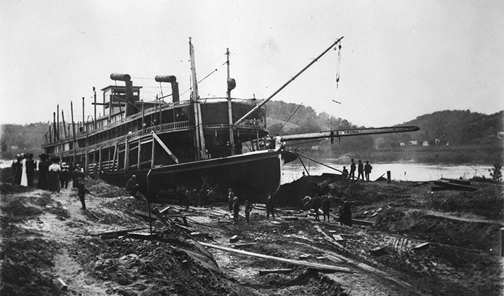 Moving the Virginia toward the river, click for larger image