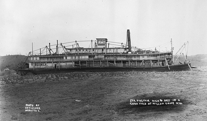 The bowed Virginia. Note the cargo still onboard, click for larger image