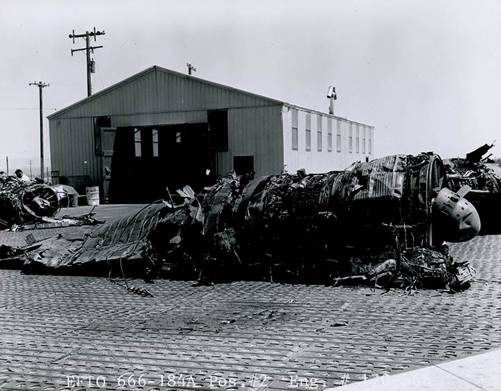 Engine after the June 8, 1966 accident, click for larger image