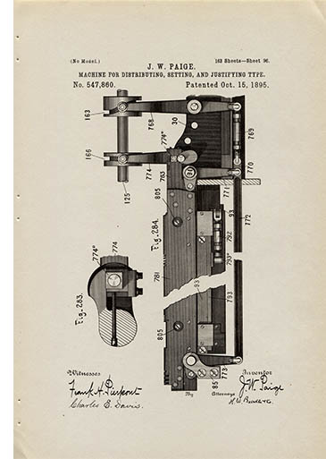 James Paige - Machine for distributing, setting, and justifying type